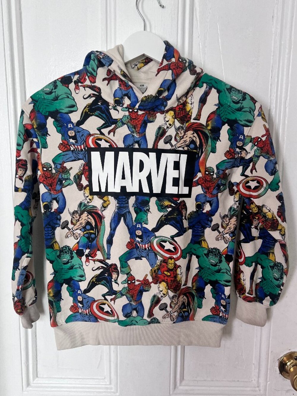 H&M Marvel Avengers Hoodie Kids 8-9Y Spiderman Hulk Graphic Sweatshirt Superhero